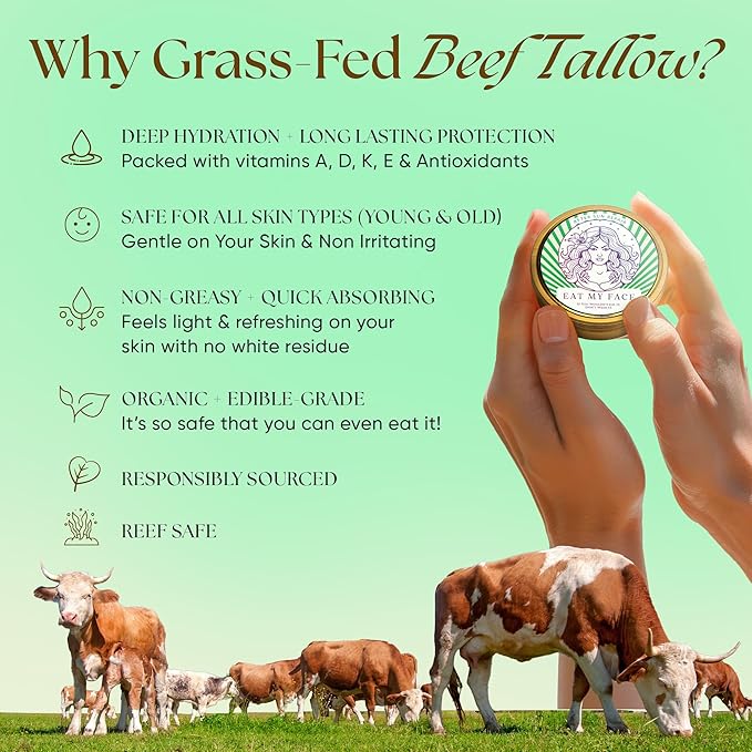 Eat My Face Tallow Moisturizer & Aloe After Sun Repair Cream Set – Grass Fed Beef Tallow Skincare with Shea, Cocoa Butter, Jojoba Oil & Vitamin E – Nourishing Vanilla Cream Duo, 4oz Each