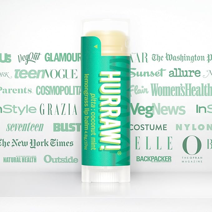 Hurraw! Coconut, Mint, Lemongrass (Pitta) Lip Balm: Organic, Certified Vegan, Cruelty and Gluten Free. Non-GMO, 100% Natural Ingredients. Bee, Shea, Soy and Palm Free. Made in USA