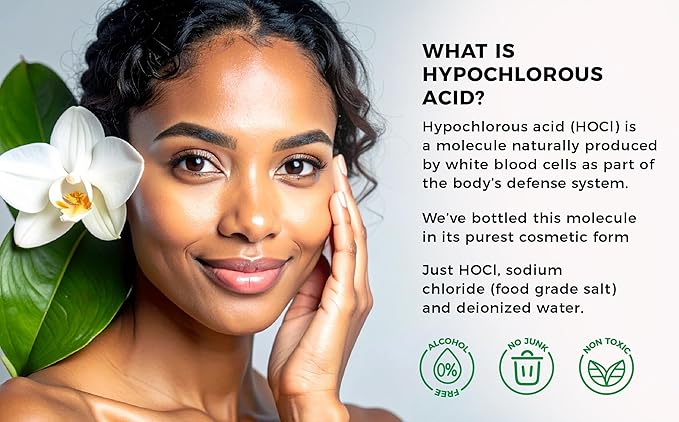 Earth & Elements Hypochlorous Acid Spray 0.015% – pH Balanced HOCl Facial & Body Mist for Redness, Sensitive & Acne-Prone Skin – Soothing Mist – Amber Glass Bottle