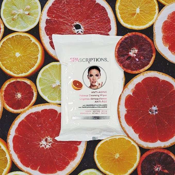 Spascriptions™ Anti-Aging, Brightening, Moisturizing & Pore Refining Towelettes Removes Waterproof Makeup, Revives with Collagen, Vitamin C, Coconut Oil, and Aloe Hypoallergenic, 120 Ct. 4 Pack