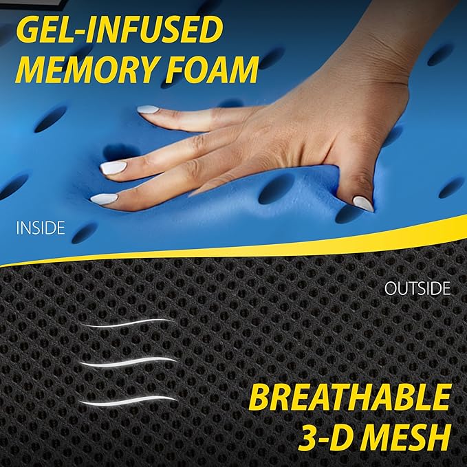 Goodyear Lumbar Support Car Seat Cushion with Cooling Gel – Accessories for Driving – Memory Foam Car Seat Lumbar Support Pillows, Office Chairs Cushion, Ergonomic Back Support, Desk Accessories
