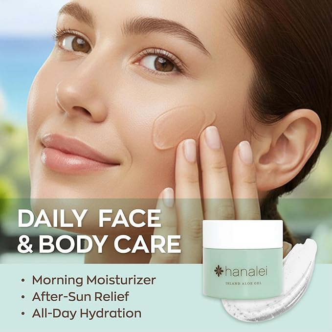 Hanalei Aloe Gel – Soothing After-Sun Care & Daily Moisturizer – Hydrating, Cooling Aloe Vera Gel for Face & Body – Cruelty-Free, Paraben-Free Skincare – Natural Moisturizer – Full Size - 100g