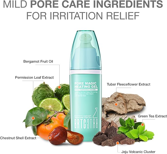 BRTC Pore Magic Heating Gel | Deep Pore Exfoliation and Tightening System | with Silicon Brush | Korean Skincare (35 g / 1.18 oz)