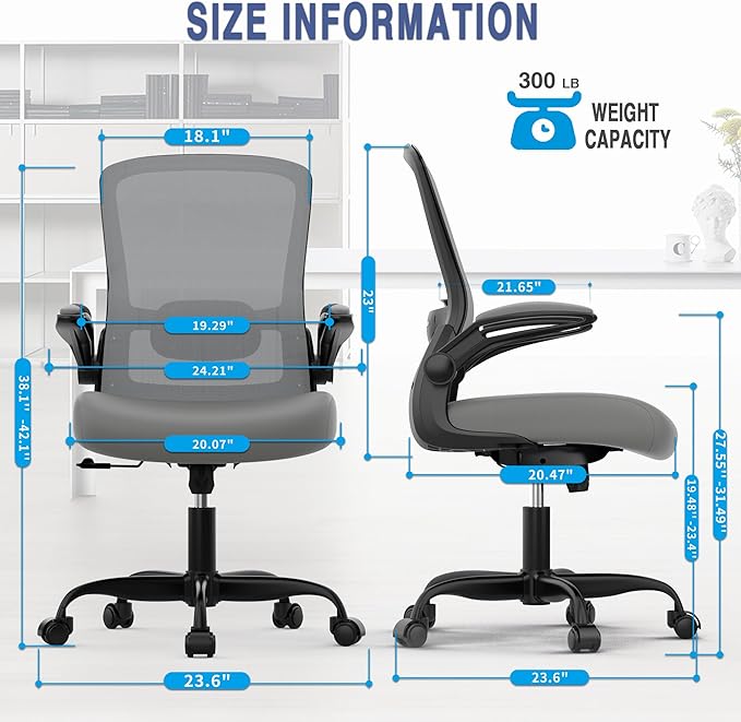 Mimoglad Home Office Desk Chair (Modern, Graphite)