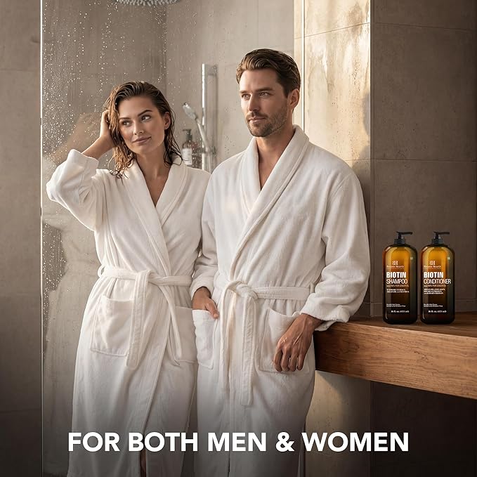Botanic Hearth Biotin Shampoo and Conditioner Set - with Ginger Oil & Keratin for Hair Loss and Thinning Hair for Men and Women - Sulfate Free, 16 fl oz each
