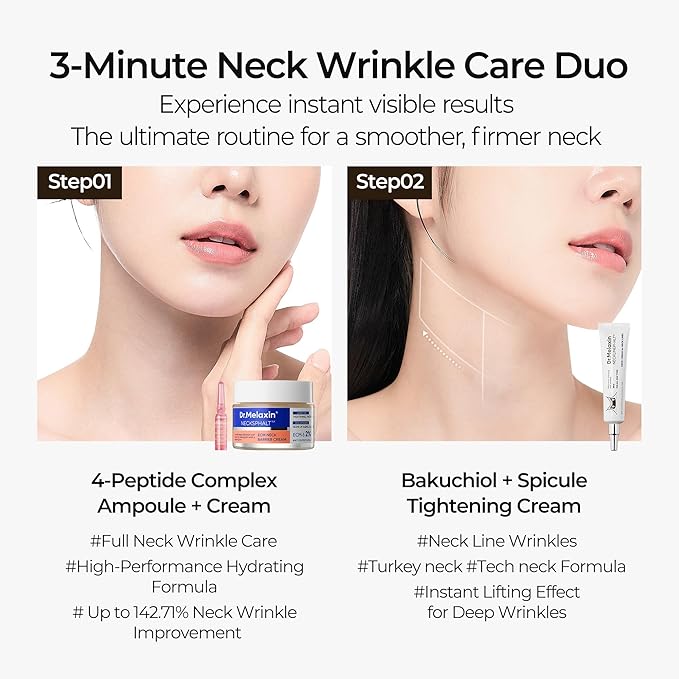 Dr. Melaxin Neck Care Cream Set, Volume Lifting Treatment, Necklinephalt and Necksphalt Formula korean skin care
