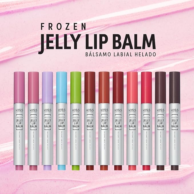 KISS NEW YORK Frozen Jelly Lip Balm Pen, High Shine Lip Gloss for Sheer Tint, Hydrating Melting Lipstick with Hyaluronic Acid, Cooling Effect with Menthol, Non-Sticky & Long Lasting (Soft Cherry)