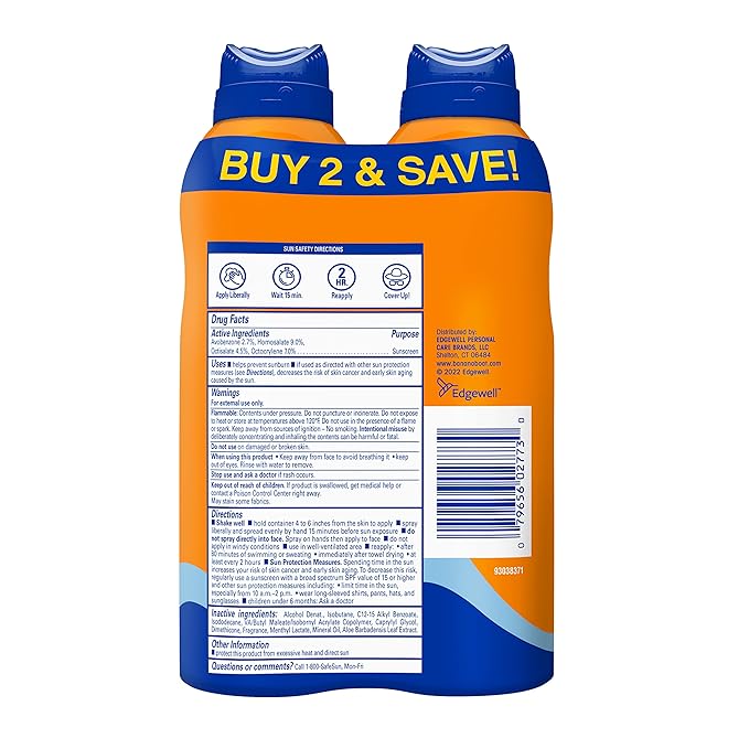Banana Boat Sport Cool Zone SPF 50 Sunscreen Spray Twin Pack | Spray Sunscreen SPF 50, Sunblock, Oxybenzone Free, 6oz each