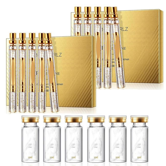 Soluble Protein Thread Lifting Set, Nano Gold Essence & Absorbable Collagen Silk Peptide Threads for Face, Hydrating & Firming Skin Care Kit, Reduces Appearance of Fine Lines & Wrinkles