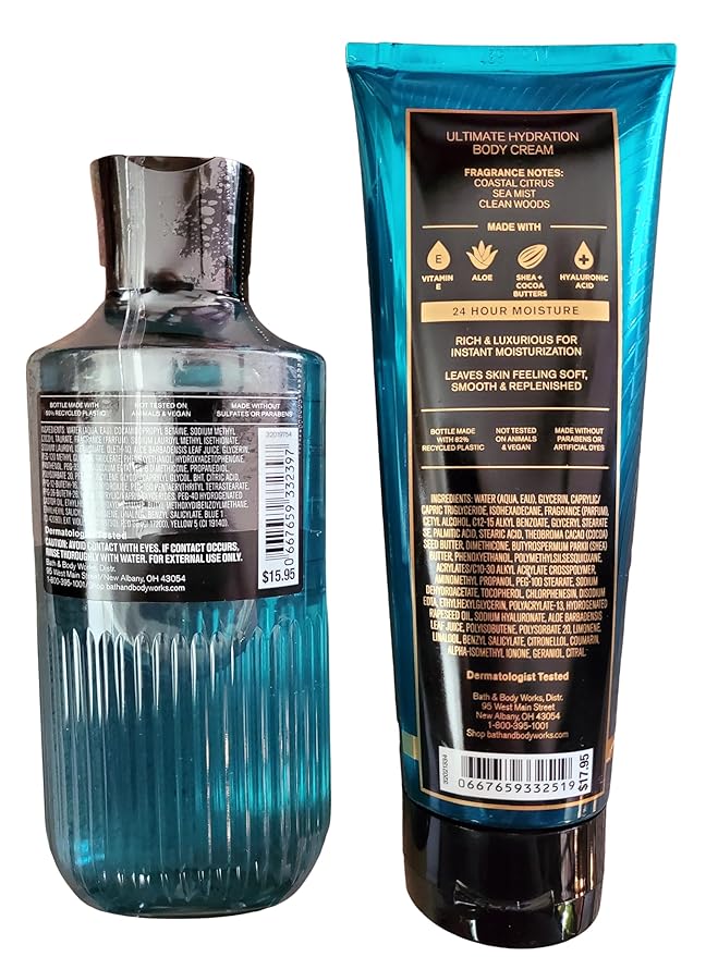 Bath & Body Works Men's Atlantic Ultimate Hydration Body Cream and Body Gel Wash 2 Piece Set