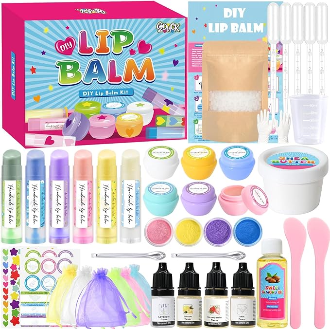 GZDUCK DIY Lip Balm Making Kit- 42Pcs Lip Balm Making Set, Make Your Own Lip Gloss, Lip Gloss Making with Multi-Flavor Multicolored DIY Makeup Set Gifts for Women