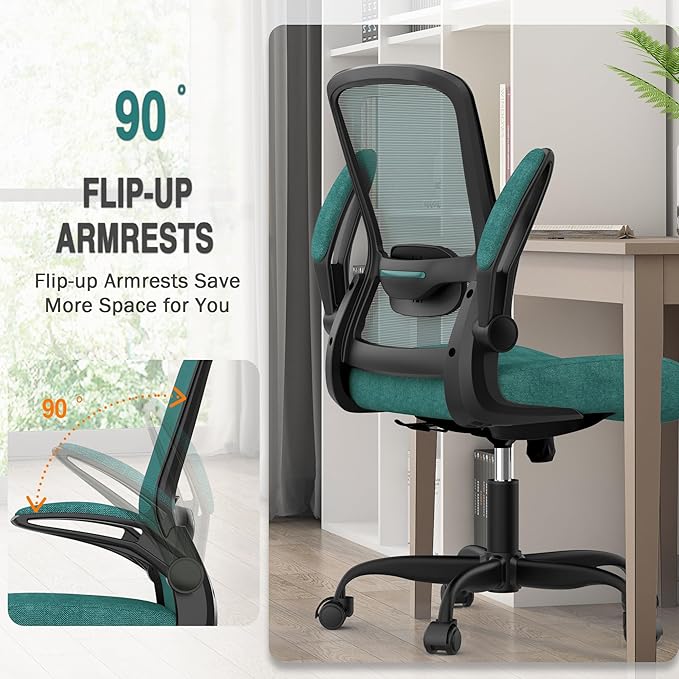 Mimoglad Office Chair, Ergonomic Desk Chair with Adjustable Lumbar Support, High Back Mesh Computer Chair with Flip-up Armrests- Task Chairs, Executive Chair for Home Office