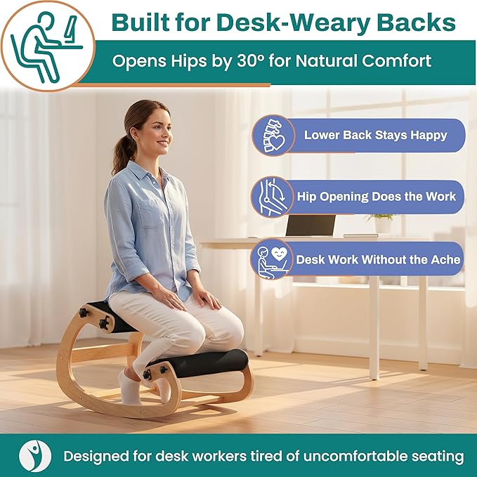 NYPOT Ergonomic Kneeling Chair with Adjustable Seats - Knee Chair for Posture Correction & Kneel Rocking Stool for Desk - Back Pain Relief for Home and Office, Supports 250 pounds - 5 Years Warranty