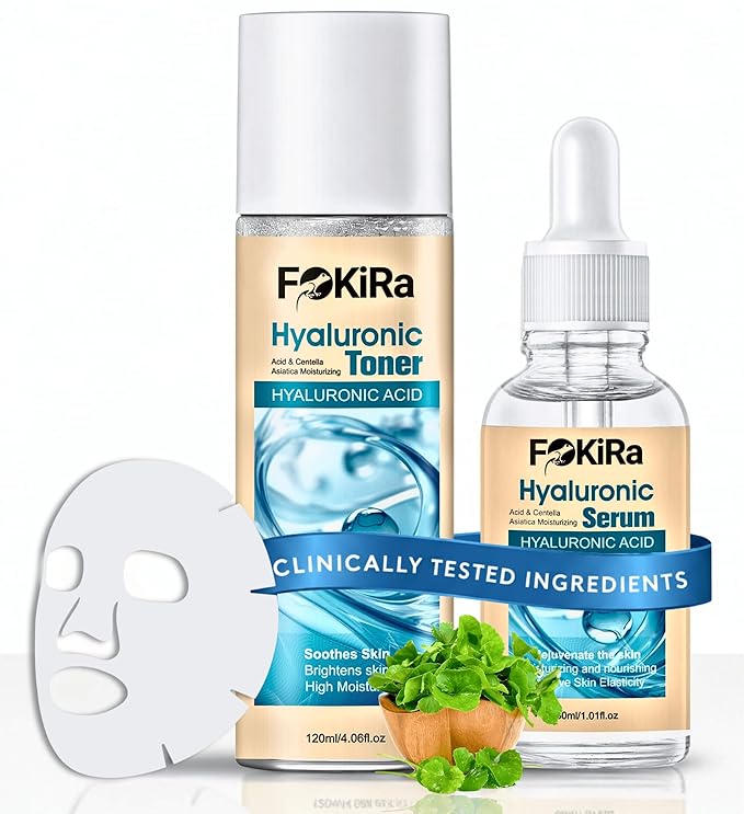 Hyaluronic Acid Toner, Serum And Face Musk –Your Daily Skincare Essential. Deep Hydration, Soothes Redness & Irritation, Reduces Dark Spots & Large Pores. Gluten Free, Cruelty Free - 150ml /5.07oz.