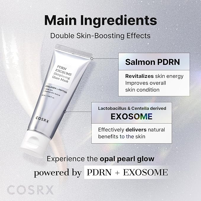 COSRX PDRN EXOSOME Glaze Wrapping Mask with SALMON DNA PDRN, Easy Peel-Off Overnight Mask for Glass Skin, Firmness, Elasticity & Skin Texture Care,1.69 fl. Oz, Korean Skin Care