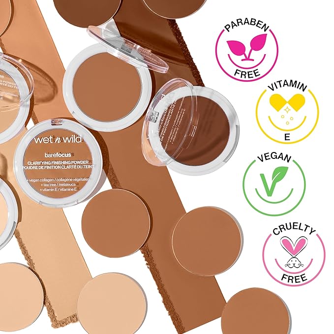 wet n wild Bare Focus Clarifying Finishing Powder | Matte | Pressed Setting Powder Translucent