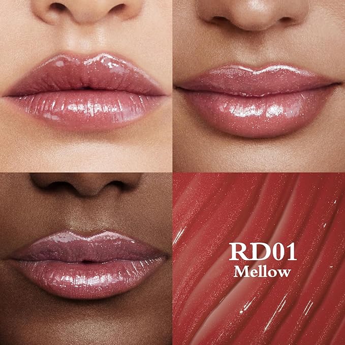 FOCALLURE Sparkling Gem Lip Plump, Hydrating & Volumizing Lip Plumper Gloss Balm, High-Shine Lip Plumping Pen, Plumps & Moisturizes, Vegan & Cruelty-Free, MELLOW
