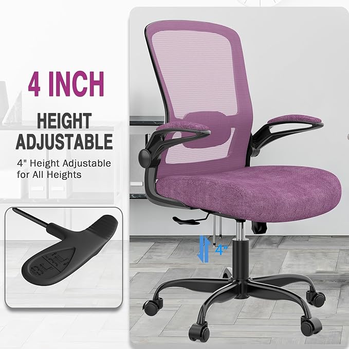 Mimoglad Office Chair, Ergonomic Desk Chair with Adjustable Lumbar Support, High Back Mesh Computer Chair with Flip-up Armrests-Task Chairs, Executive Chair for Home Office