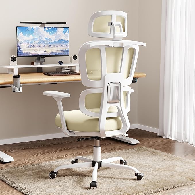 Office Chair Ergonomic Desk Chair with Lumbar Support and Headrest, Thick Cushion Mesh Computer Chair with Armrest and Tilt Lock, High Back Home Office Desk Chairs for Men Women