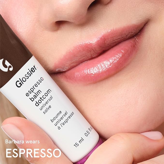 Glossier Balm Dotcom Hydrating Tinted Lip Balm - Universal Salve, Up to 12Hr Moisture for Dry Lips, Cuticles & Skin - Lanolin, Beeswax & Castor Oil - Espresso, Mocha Tint, 15ml
