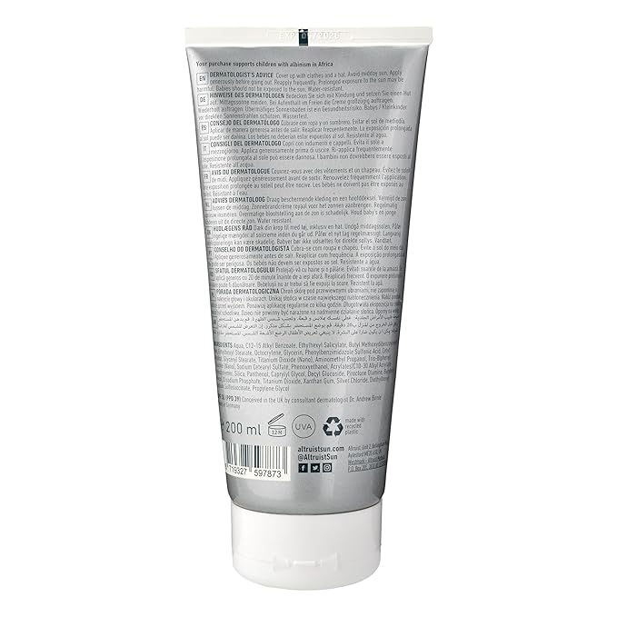 Altruist. Dermatologist Sunscreen. Broad Spectrum SPF 30 & high UVA Protection 200 ml - Pack of 2