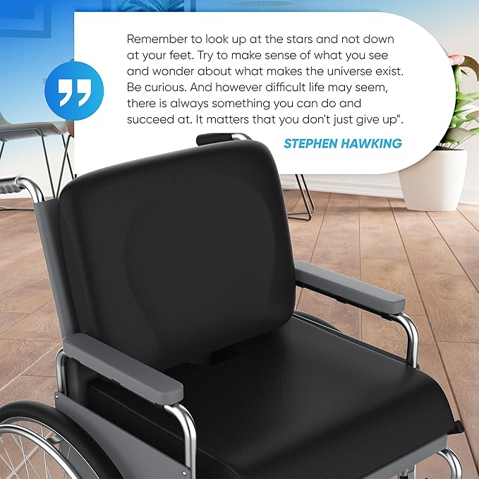 Wheelchair Cushion for Pressure Relief - (2-PIECE Set) 18”x16” Anti-Slip Wheelchair Seat Cushions for Adults, Seniors with Lumbar Pillow and Removable Strap, Gel Cushion for Wheelchair