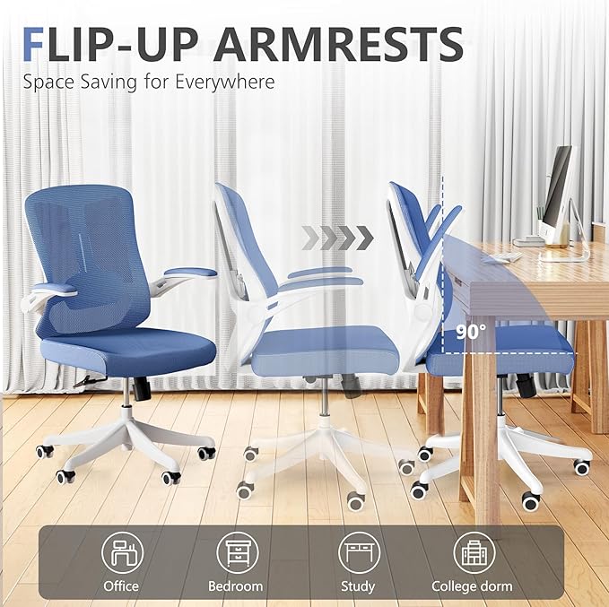 Ergonomic Office Chair Desk Chair - Mesh Computer Chair with 360° Swivel Wheels, Adjustable 90-130° Recline & Lumbar Support for Home Office, Supports up to 300lbs (01Blue)
