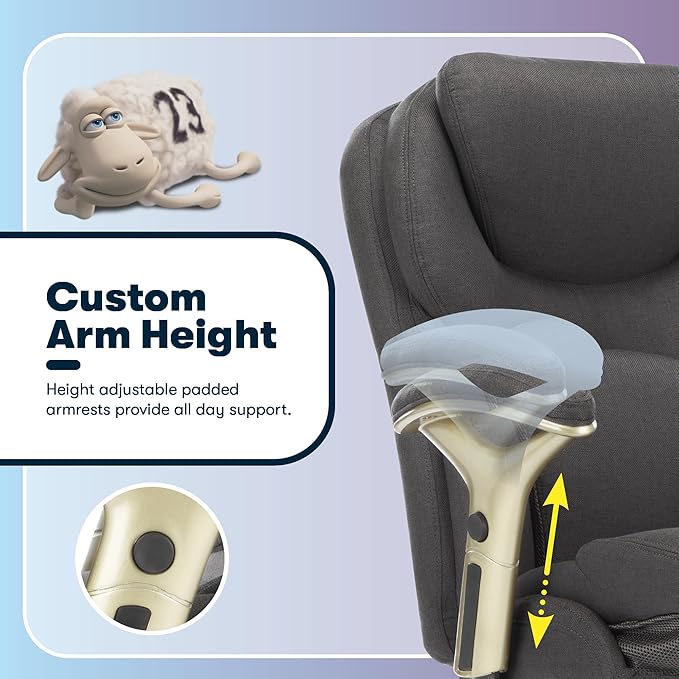 Serta Claremont Ergonomic Executive Office Chair with Back in Motion Technology, Adjustable Mid Back Desk Chair with Lumbar Support, Fabric, Dark Gray