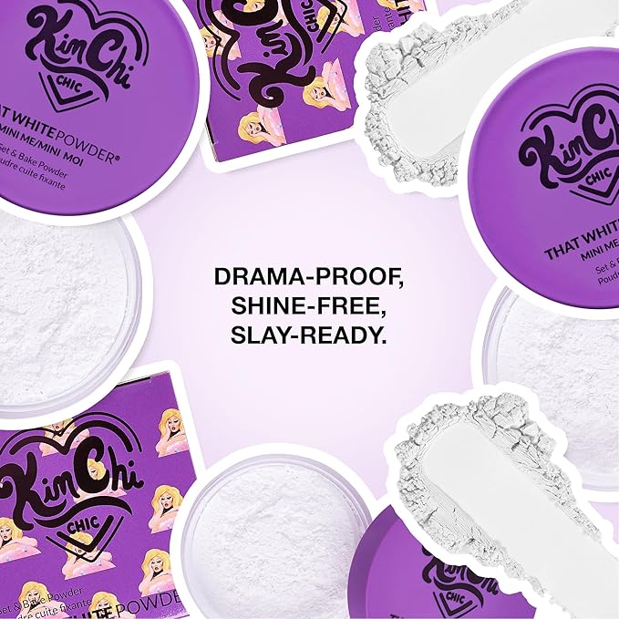 KimChiChic Beauty Mini Me That White Powder Set and Bake Mattifying Setting Powder for Makeup, Soft Natural Face Makeup Helps Minimize the Appearance of Fine Lines, 0.17 oz, White