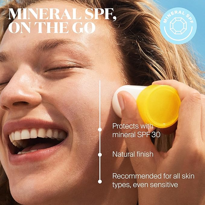 Supergoop! Mineral Sheer Stick SPF 30 Sunscreen - Mineral, Broad Spectrum Sunscreen for Face & Body - Helps Filter Blue Light - Natural Finish - For All Skin Types - 0.7 fl oz