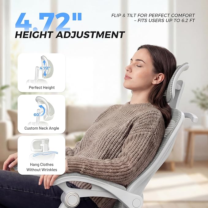 Ergonomic Office Chair with Footrest - Adjustable Lumbar Support & Headrest, 90-160° Reclining Mesh Back Computer Chair - Home Office/Gaming, 350lbs Capacity