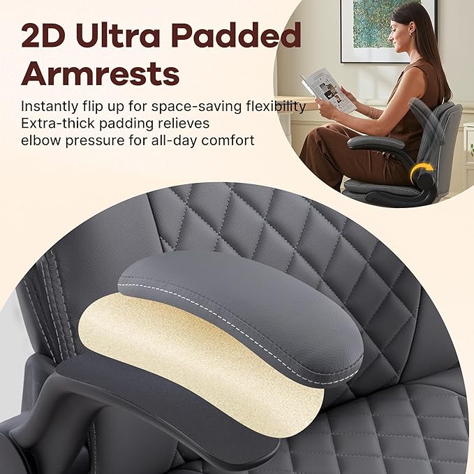 AreShark Cross Legged Office Chair,ADHD Criss Cross Desk Chair with Wheels & Stretchable Rotating Footrest,Height Adjustable Wide Yoga Kneeling Meditation Chair with Flip-up Armrests Back Support
