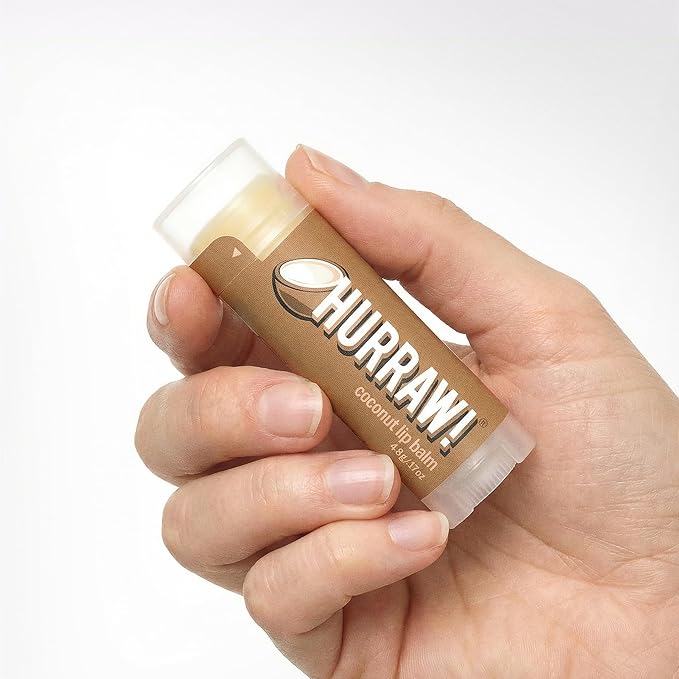 Hurraw! Coconut Lip Balm: Organic, Certified Vegan, Cruelty and Gluten Free. Non-GMO, 100% Natural Ingredients. Bee, Shea, Soy and Palm Free. Made in USA