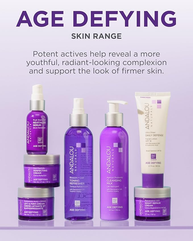 Andalou Naturals Hyaluronic Dmae Lift Firm Skin Cream, Face Moisturizer with Anti Aging Antioxidants, Hydrating, Helps Reduce Fine Lines and Wrinkles, 1.7 Ounce