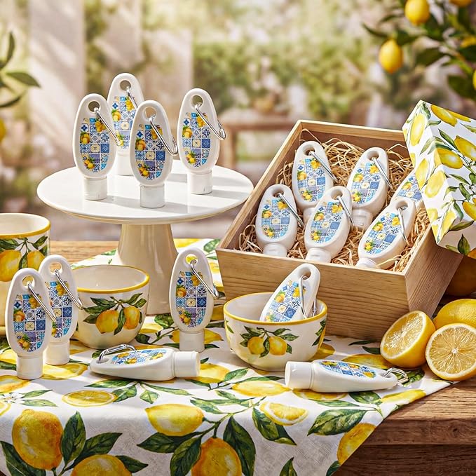 Leelosp 30 Pcs Lemon Mini Sunscreen with Carabiner Bulk for Baby Shower Travel Size 1 Fl. Oz. SPF 30 Water Resistant Mini Lemon Favors Gifts for Bridal Shower Birthday Wedding Parties for Guests