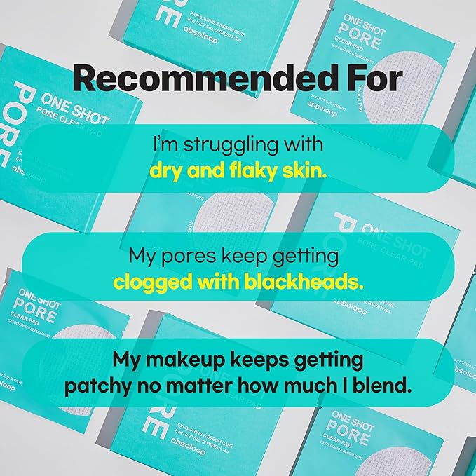 One Shot Pore Clear Pad with LHA, Tea Tree Leaf Water, Pine Extract - Portable Pore Care Toner Pad for Exfoliation, 7-Sheet Pack