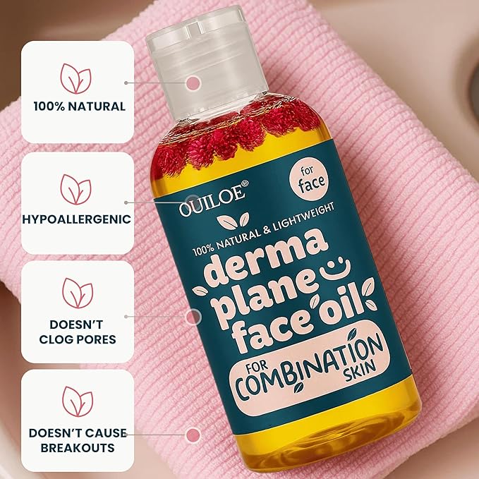 Dermaplane Oil for Combination Skin - Shave Oil for Women, Face Shaving Oil for Women, Use with a Dermaplaning Tool, Razor, Shaver or Microblade for Close Shave 2 oz by Ouiloe
