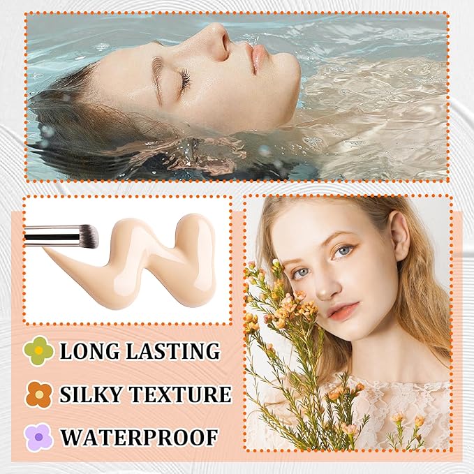2 Pack Full Coverage Liquid Foundation,Moisturizing BB Cream Foundation Makeup Set with Foundation Brush,Oil Control Long Lasting Waterproof Concealer CC Cream Foundation for Women（Natural）