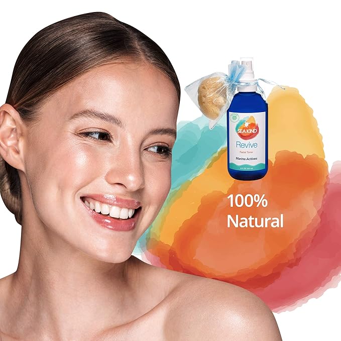 Revive Facial Toner, Face Toner with Marine Actives (Sea Kelp), Aloe Vera, and Grapefruit, Skin Cleanser, Pore Minimizer and Hydrating Toner, Suitable for All Skin Types, 8 fl oz - Sea Kind