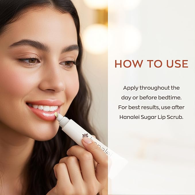 Hanalei Lip Treatment for Dry, Chapped Lips – Intensive Overnight Moisturizer with Kukui Oil, Shea Butter & Grapeseed Oil – Hydrating Balm for Healing Cracks – Clear Tint, Full-Size 15g – Cruelty-Free