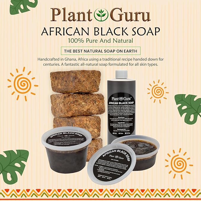 Raw African Black Soap 3 lbs. Bulk Bars 100% Pure Natural From Ghana. Acne Treatment, Aids Against Eczema & Psoriasis, Dry Skin, Scars and Dark Spots. Great For Pimples, Blackhead.