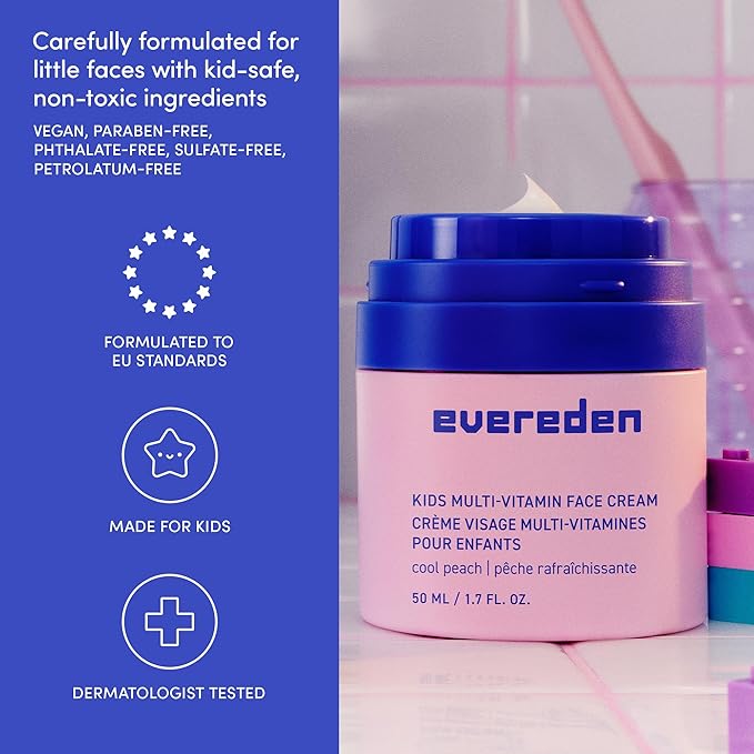 Evereden Kids Face Cream: Melon Juice, 1.7 oz. | Face Lotion | Clean and Non-Toxic Face Moisturizer | Multi-Vitamin Skin Care for Kids
