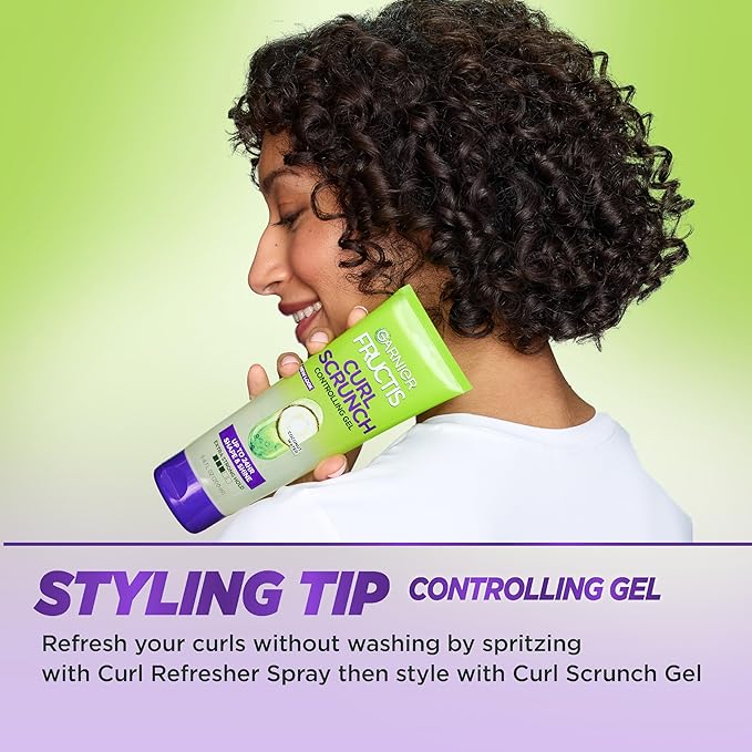 Garnier Fructis Style Curl Scrunch Controlling Gel for Shape & Shine, 6.8 Fl Oz, 3 Count (Packaging May Vary)