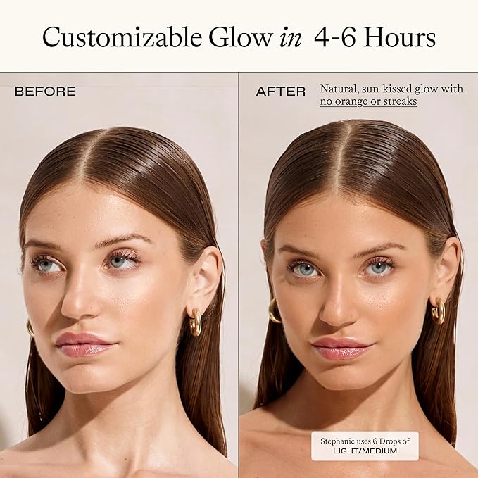 Sun Blush Glowing Self Tanning Drops Australian Made 1.0 fl.oz | Sun-Kissed, Natural Face & Body Gradual Self Tanner with Peptides | Fragrance Free| Everyday Humans