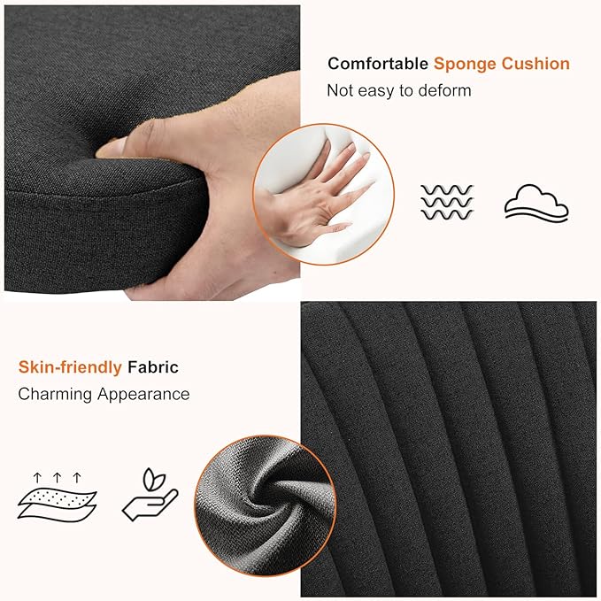 Sweetcrispy Armless Office Chair, Modern Fabric Home Office Desk Chairs with Wheels Adjustable Swivel Task Computer Vanity Seat for Small Spaces