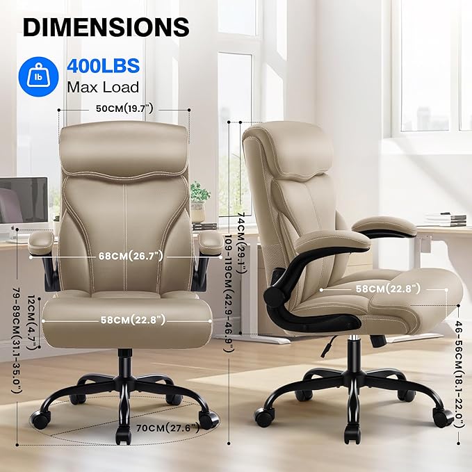 AreShark Office Chair - Executive High Back Breathable Comfy Desk Chair with Lumbar Support - Ergonomic Leather Rolling Swivel Computer Chair with Rock Function for Working Studying Gaming Relaxing