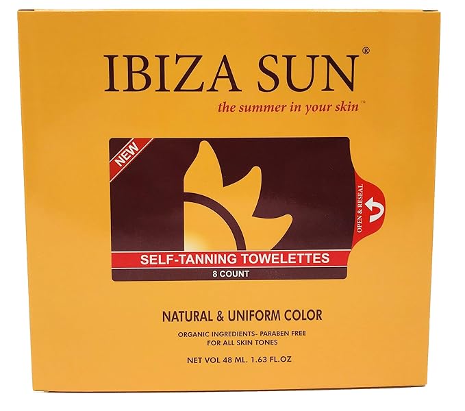 Self Tanning Wipes – Organic & Vegan Tan Towelettes for Face & Body – Streak-Free, Odorless, Quick Dry, Natural Glow – 8 count