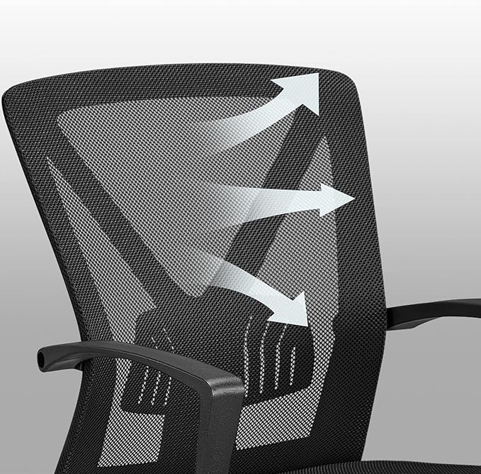 Yaheetech Ergonomic Swivel Chair Office Computer Desk Chair with Lumbar Support and Wheels for Home Study, Black