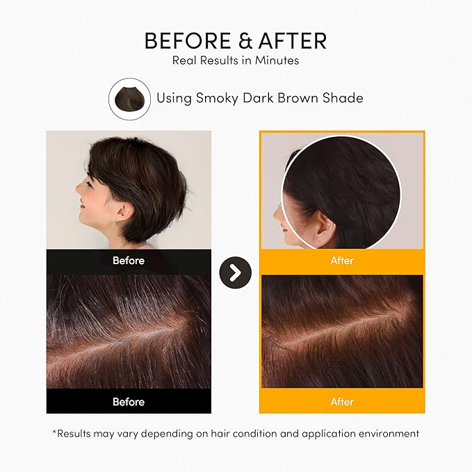 Instant Hair Dye Shampoo Ampoule, Permanent Hair Color Dye - Paraben-Free, 5-Minute Easy and Fast Coloring, for Gray Hair Coverage with Keratin & Collagen, Made in Korea (Natural Brown)