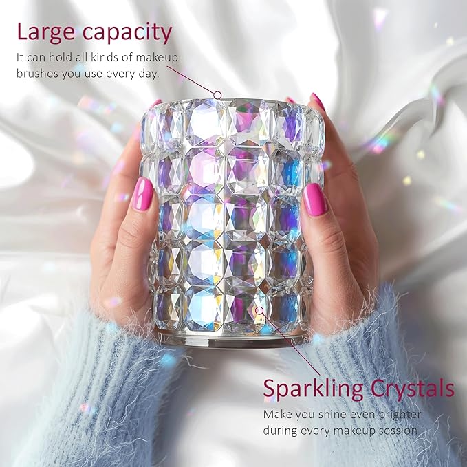 Makeup Organizer,Makeup Brush Holder,Multifunctional Toothbrush Holders,Pen Holder,Utensil Holder, Bathroom Vanity Countertop Canisters,Sparkle Crystals Home Organization and Storage